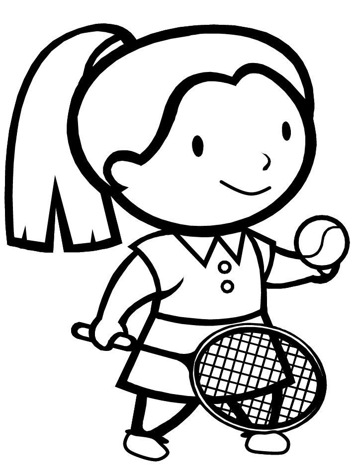 Розмальовки теніс дівчинка і м'яч