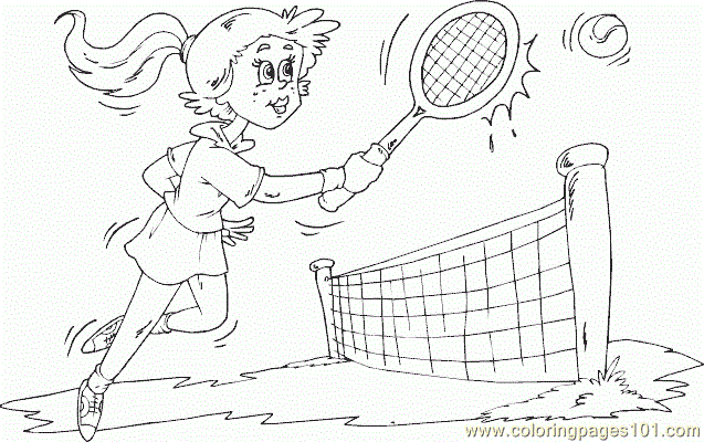Розмальовки спорт дівчина і теніс