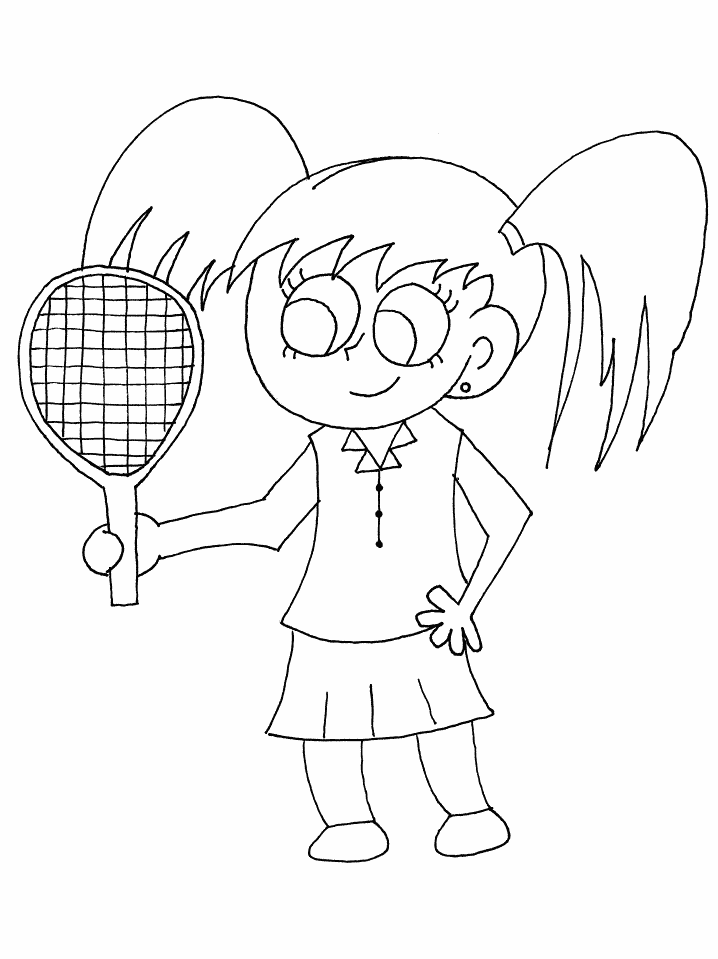 Розмальовки спорт дівчинка теніс