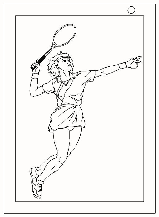 Розмальовки спорт дівчина грає в теніс