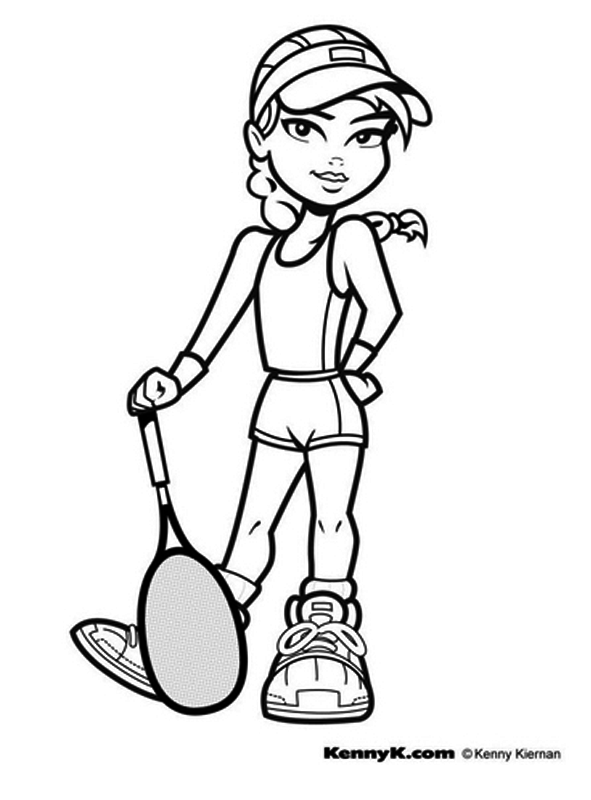 Розмальовки ракетка дівчисько теніс