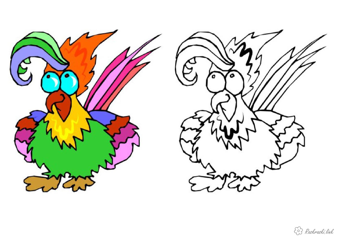 Розмальовки Розмальовки за кольором птах