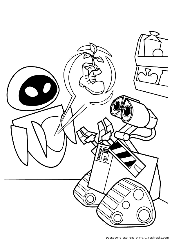 Раскраски ВАЛЛ-И Раскраска из мультфильма ВАЛЛ-И , робот