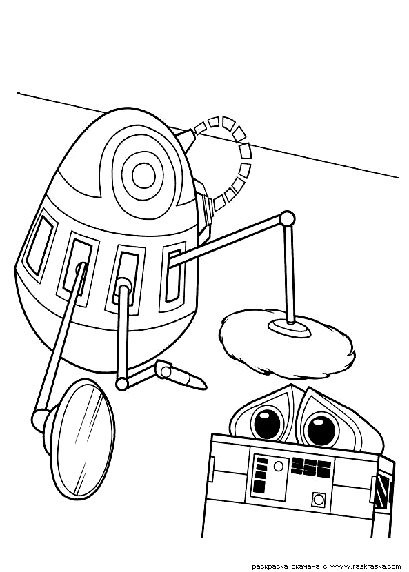 Розмальовки мультфільми робот чистить ВАЛЛ-І