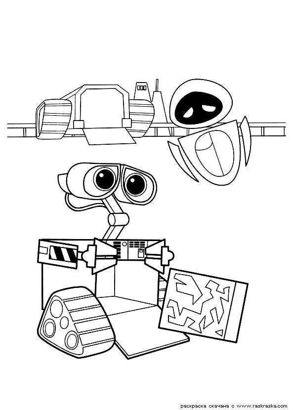 Розмальовки мультфільми ВАЛЛ-І, робот, карта, сумні