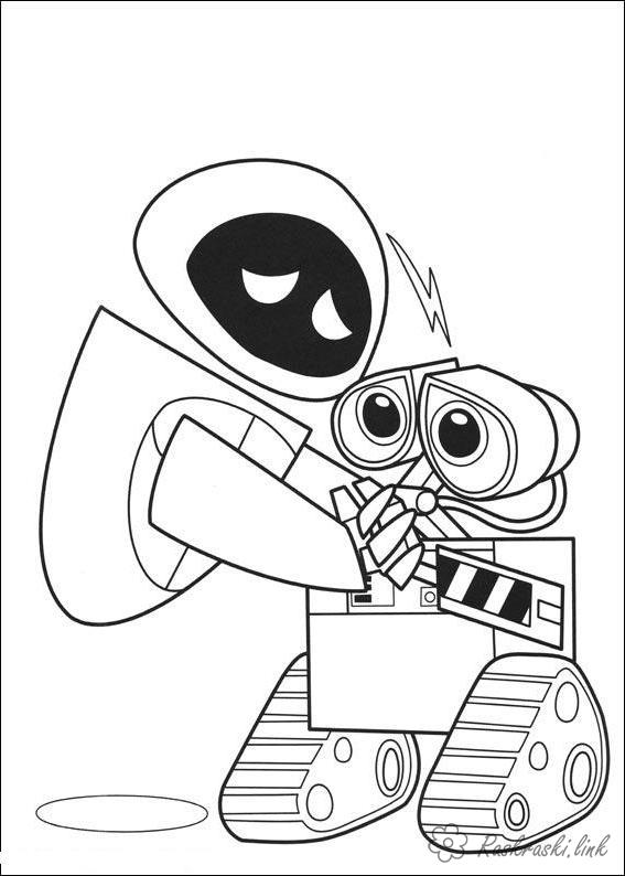 Розмальовки мультфільми робот прощається з ВАЛЛ-І