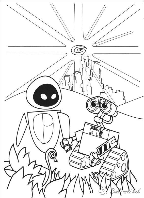 Розмальовки робот ВАЛЛ-І, розмальовки для дітей