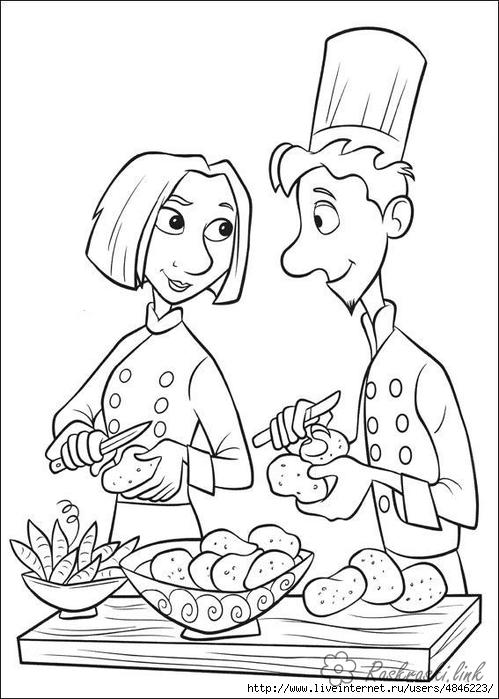 Розмальовки кухар кухар з дівчиною готують