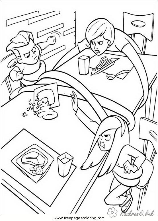Розмальовки столом розфарбування суперсімейка, Теш, хелен і Віолетта
