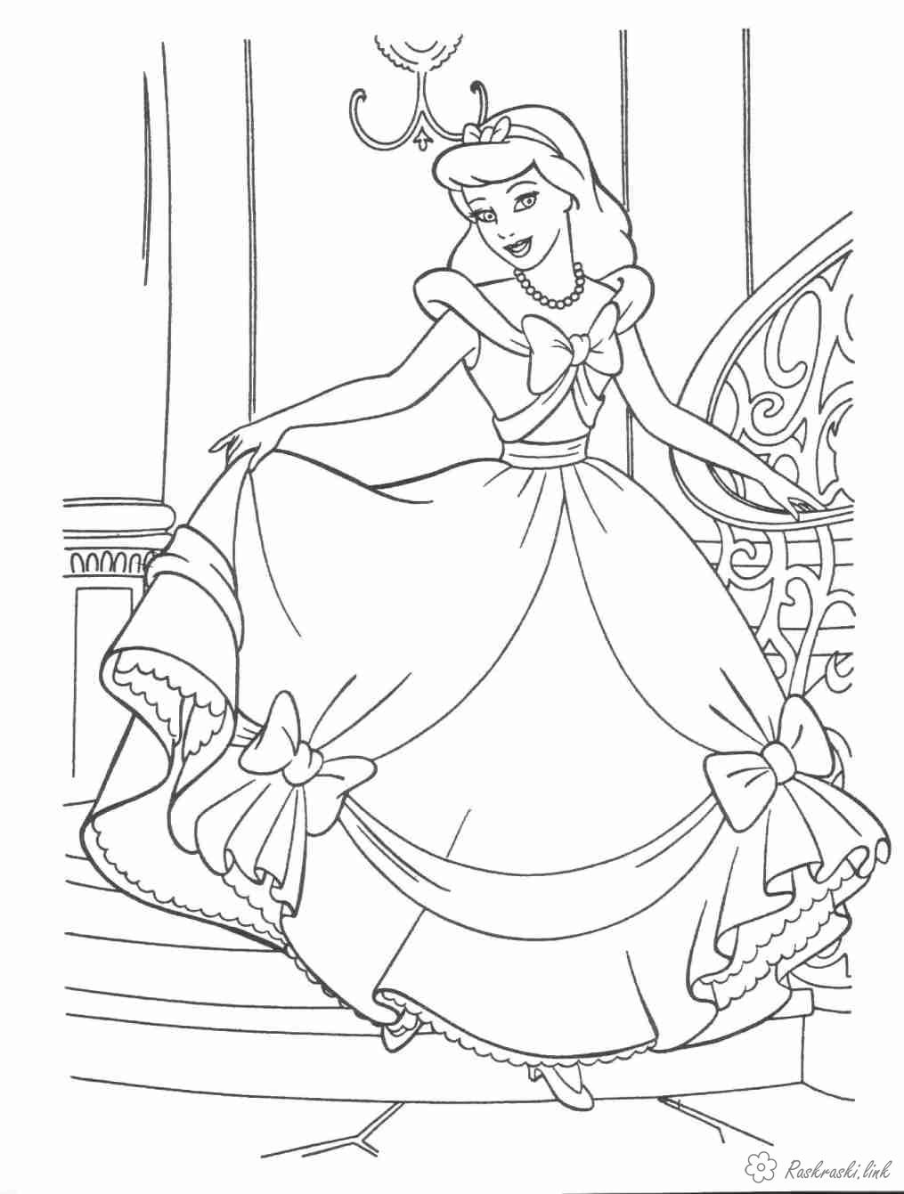Розмальовки Уолт Дісней принцеса, розмальовки, розмальовки дівчаткам, бантик, палац