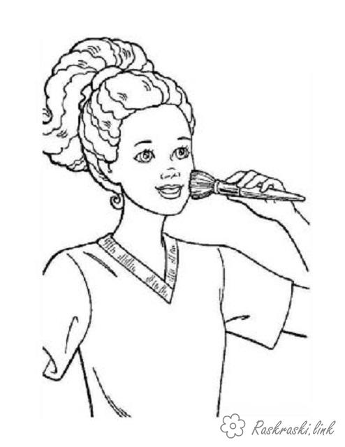 Розмальовки дівчинка Дівчаткам, дівчинка, пензлик, зачіска, волосся