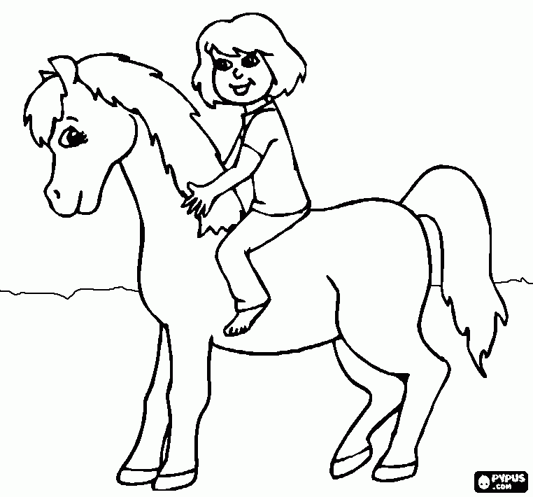 Розмальовки Дівчаткам Дівчинка, дівчаткам, кінь, верхова їзда