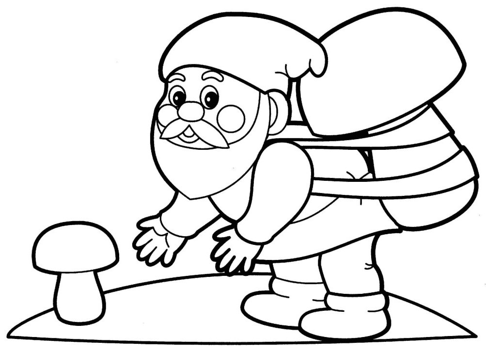 Розмальовки гриб Радянський мультфільм, гномик, гриб, корзина
