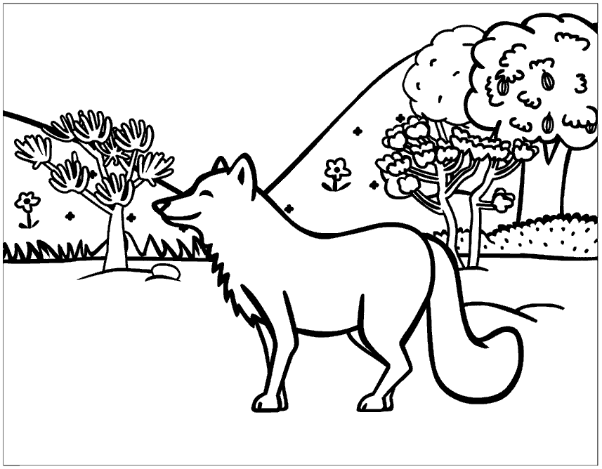 Розмальовки тварини природа лісові тварини звірі галявина поле дерева