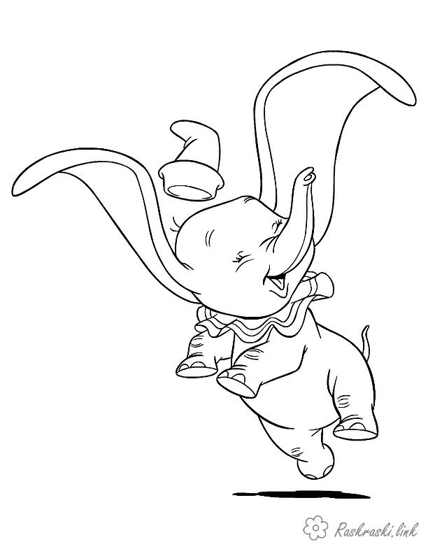 Розмальовки слоник великі уши
