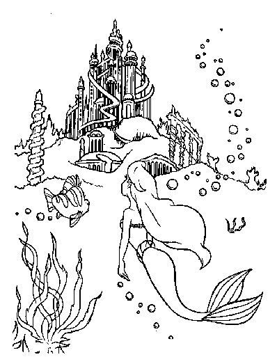 Розмальовки природа русалочка і замок