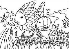 Розмальовки підводний рибки і водорості