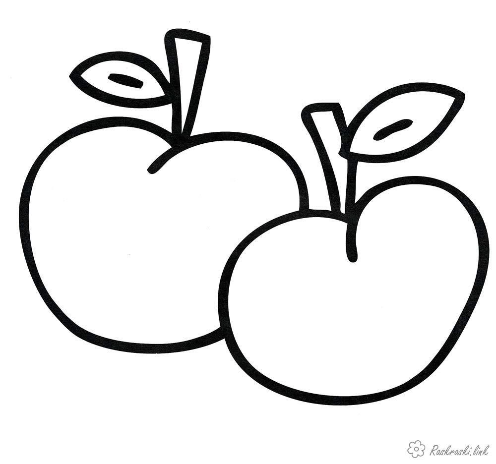 Раскраски Яблоки  Раскраска, яблоки, два, фрукты, спелые, для детей