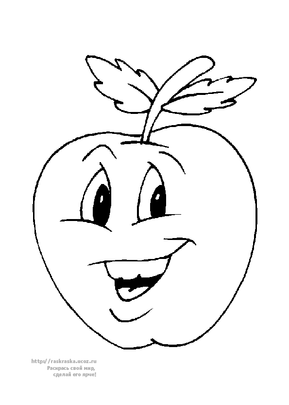 Раскраски Яблоки  Раскраски, для маленьких детей, смеется, яблоко