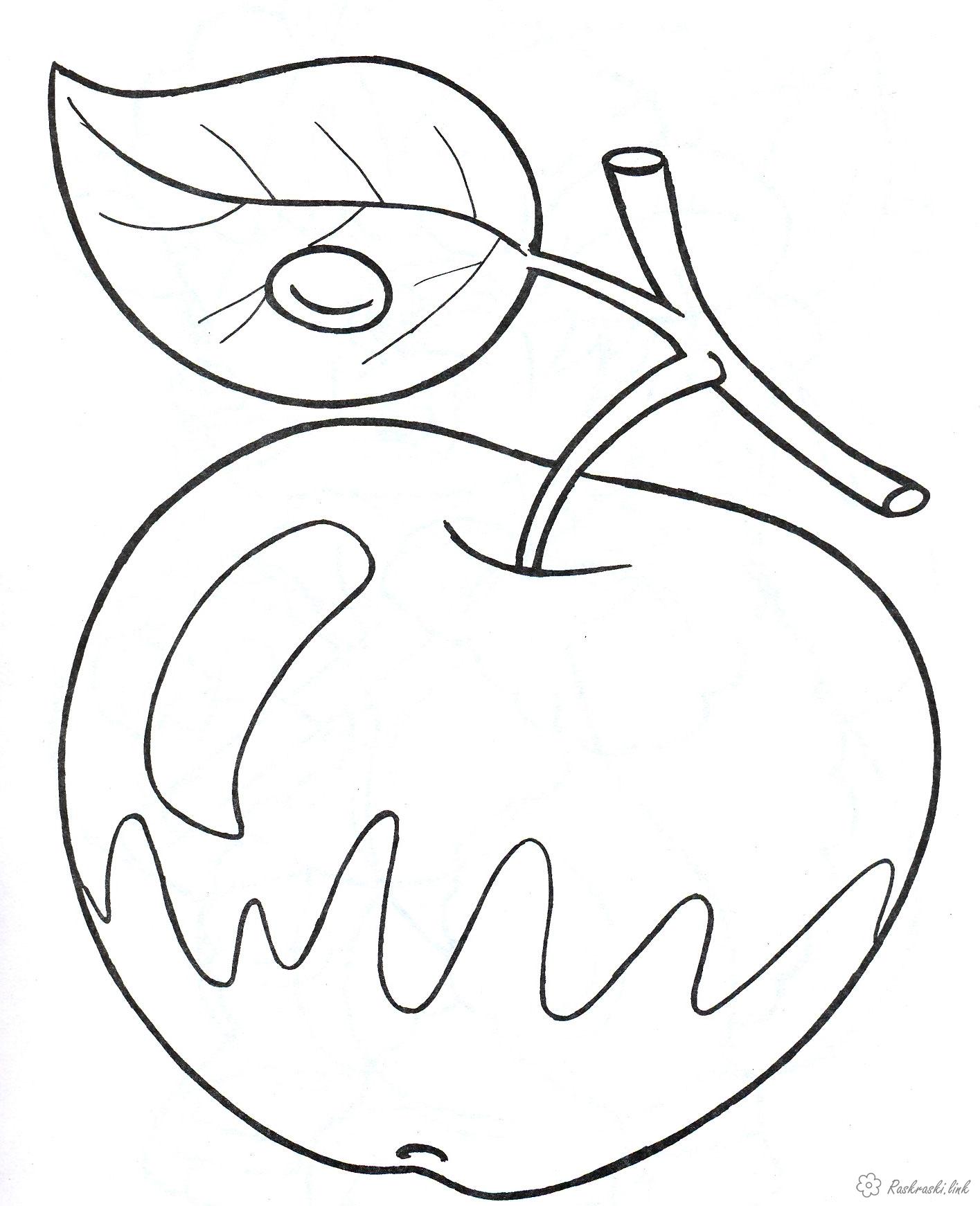 Раскраски Яблоки  Раскраска, яблоко, кленовый сироп, с листом