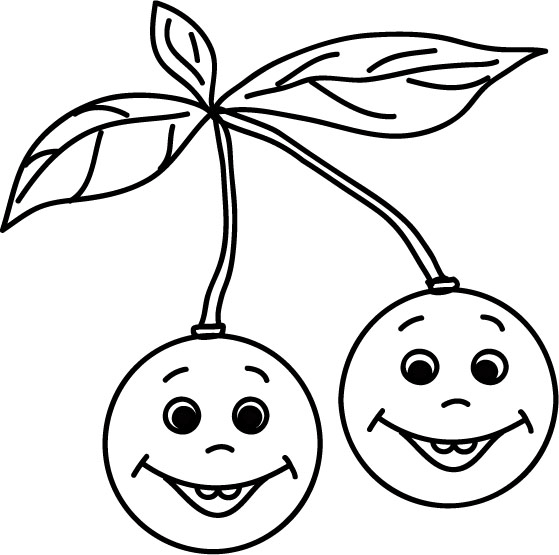 Раскраски Ягоды Две вишни, раскраски, для самых маленьких, веселые, смешные