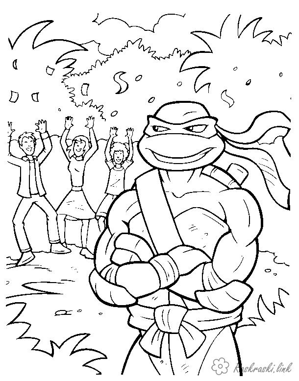 Розмальовки Черепашки ніндзя черепашки ніндзя, розмальовки, розмальовки хлопчикам, teenage mutant ninja turtles, перемога