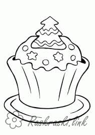 Раскраски Торты и пирожные  раскраска новогоднее пирожное,пирожное с елочкой
