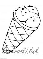 Раскраски Мороженое Раскраска, мороженое, рожок, вафельный, стружка