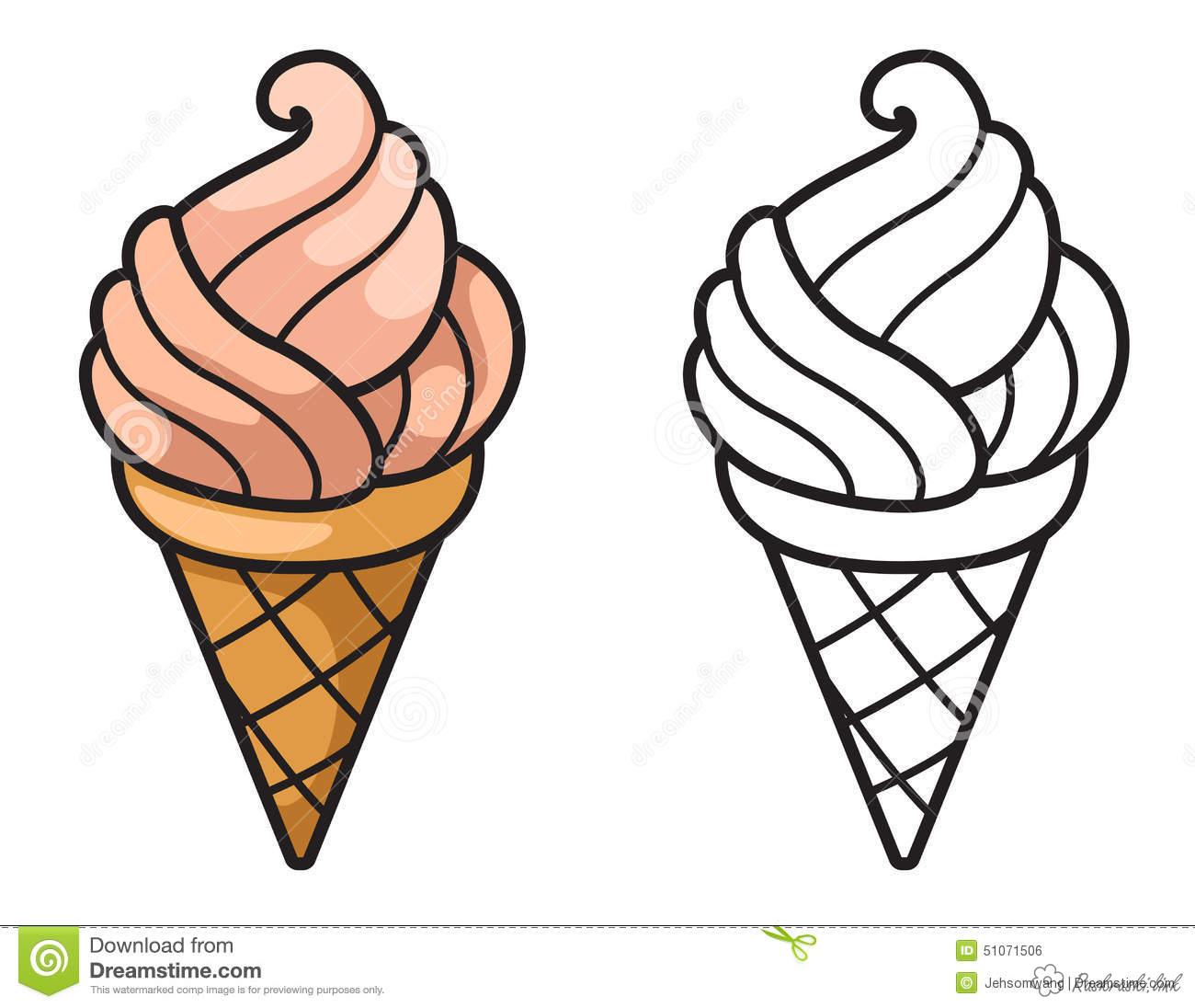 Раскраски Мороженое Раскраски, игра для детей, клубничное, мороженое, вафельный стаканчик