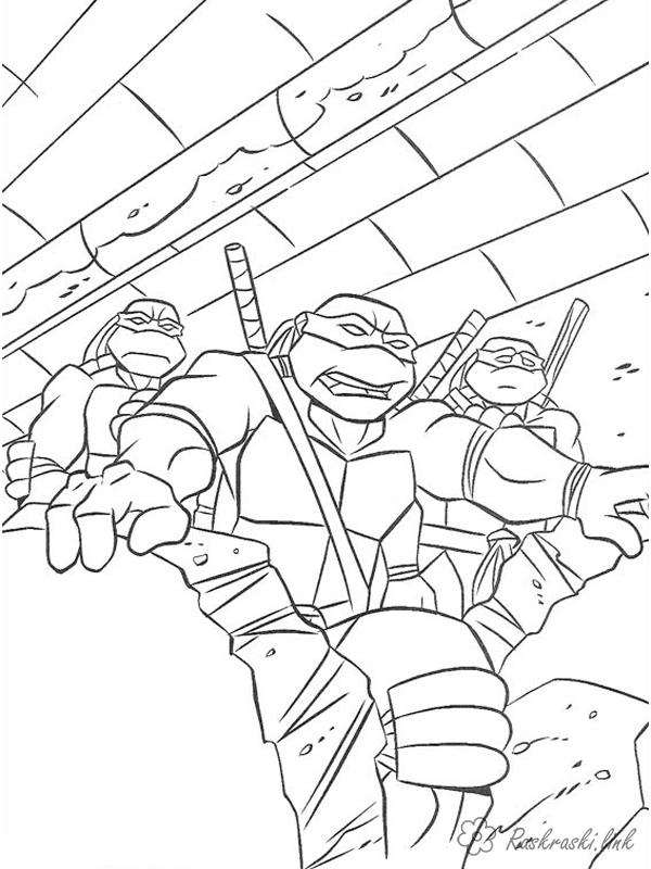 Розмальовки Черепашки ніндзя черепашки ніндзя, розмальовки, розмальовки хлопчикам, teenage mutant ninja turtles, завал