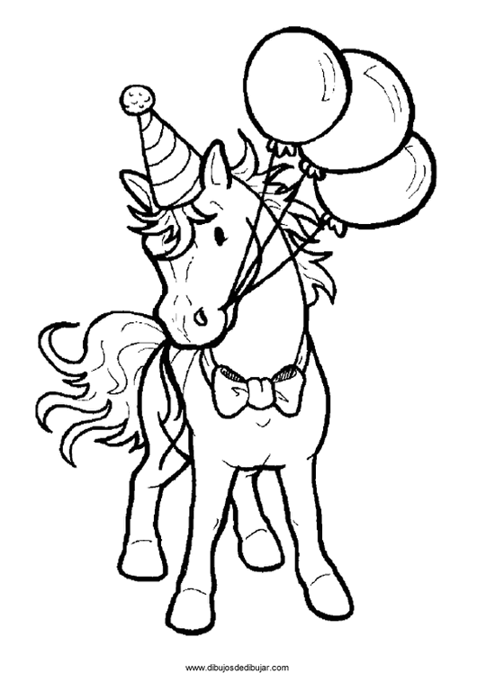 Розмальовки Коні святкова кінь у ковпаку, кульки, свято