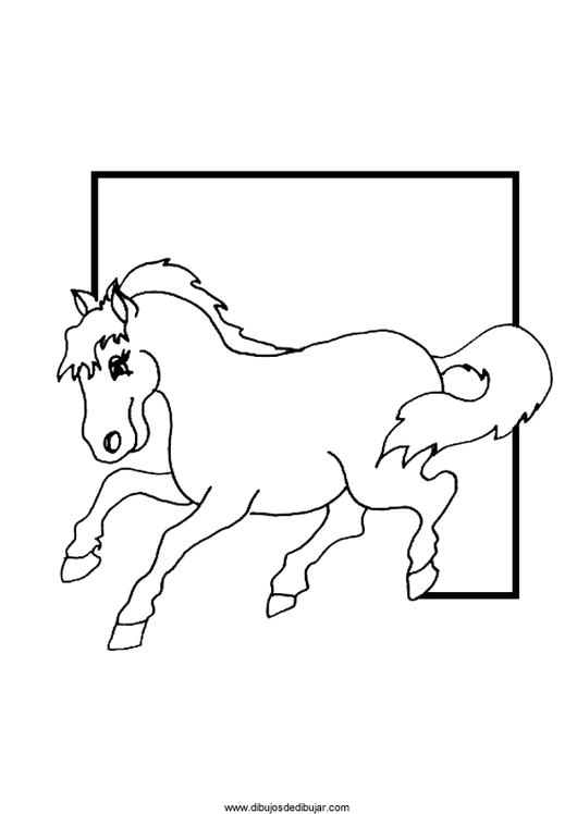 Розмальовки Коні розфарбування для дітей, конячка біжить