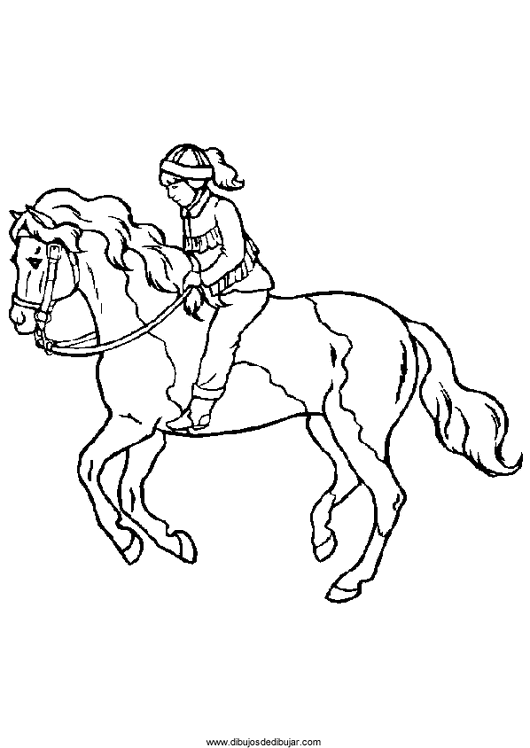 Розмальовки Коні розмальовки дівчина кінь скаче