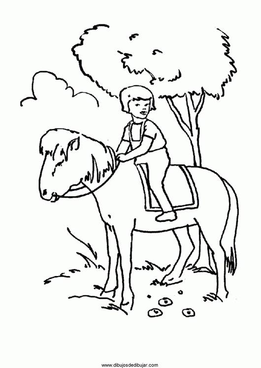Розмальовки Коні розмальовки для дітей, коні, дерева