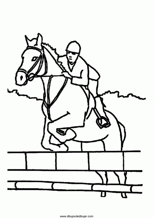 Розмальовки Коні конячка, вершник, бар'єр, розфарбування