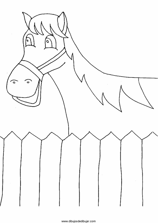 Розмальовки Коні розфарбування конячка біля паркану