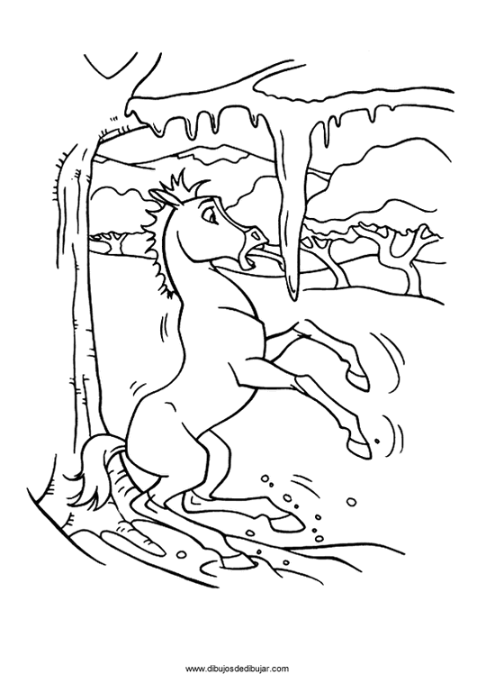 Розмальовки Коні дерево, кінь, розмальовки, природа, ліс