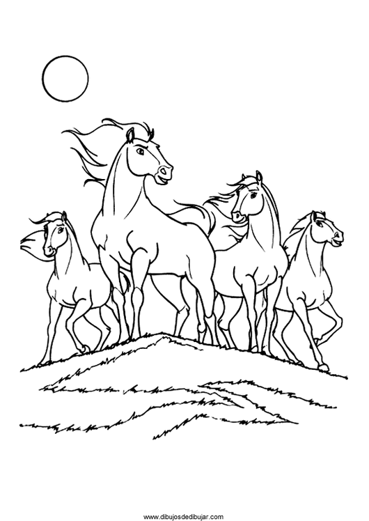 Розмальовки Коні зграя коней, розмальовки, для дітей