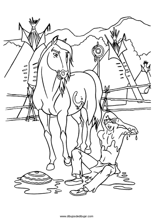 Розмальовки Коні кінь, капелюх, дівчина, природа, травичка