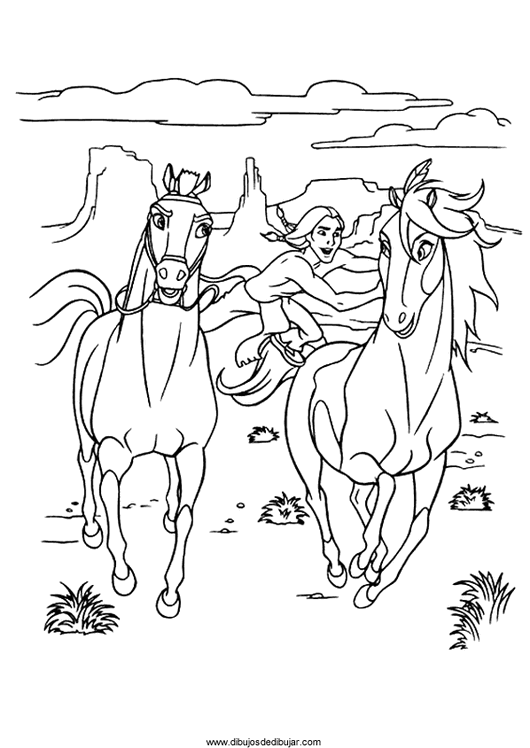 Розмальовки Коні дівчина, два коні, стрибає, скачки