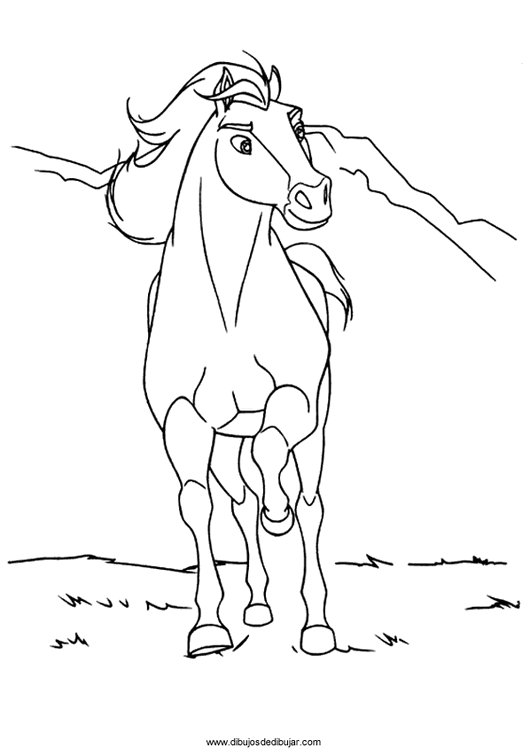 Розмальовки Коні кінь, гори, природа, розмальовки для дітей