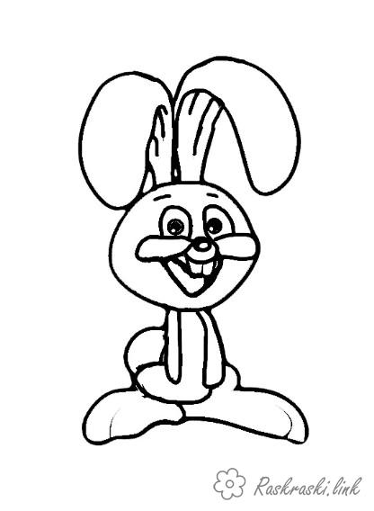 Розмальовки Кролики  розмальовки усміхнений кролик, для дітей, домашні тварини