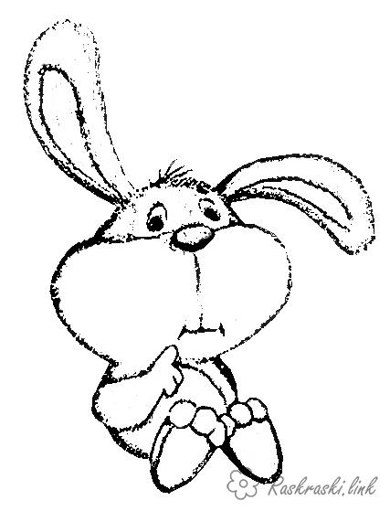 Раскраски Кролики  кролик с большими щечками, раскраски для детей