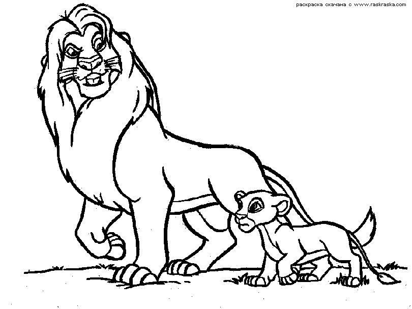 Розмальовки Лев лев, левеня, прогулянка, розмальовки для дітей