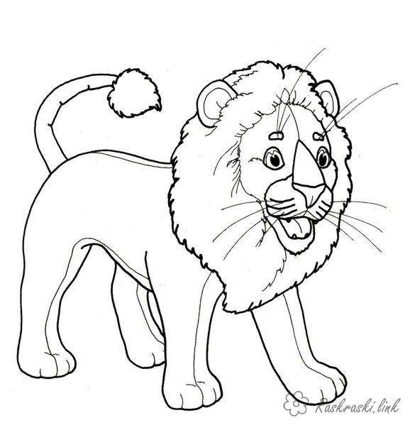 Розмальовки Лев розфарбування лев, для дітей, дикі тварини