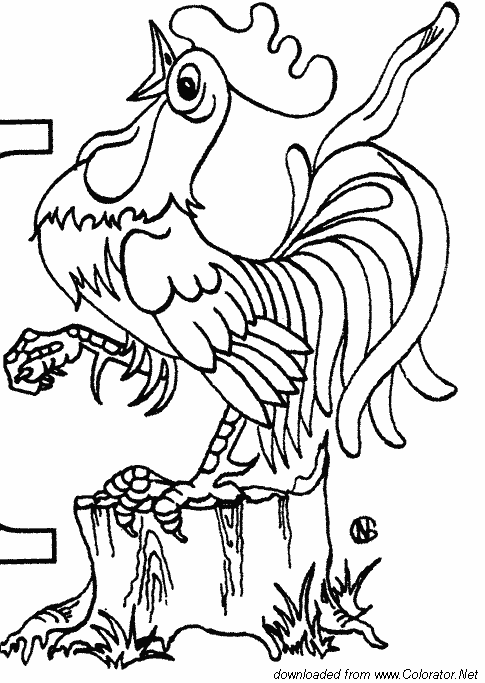 Coloring Hen and Rooster coloring pages Cockerel, stump for children