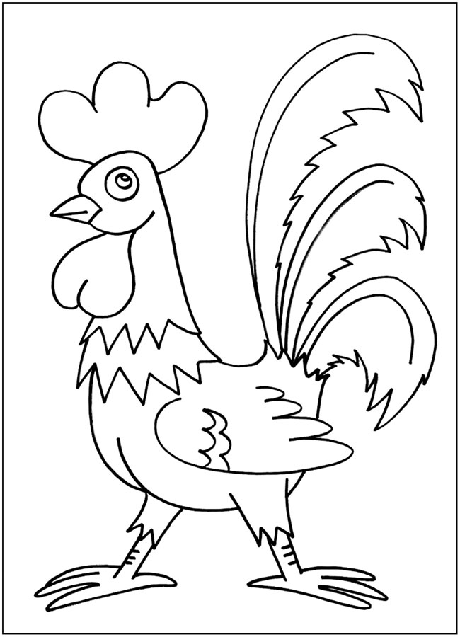 Coloring Hen and Rooster rooster coloring pages for children, poultry