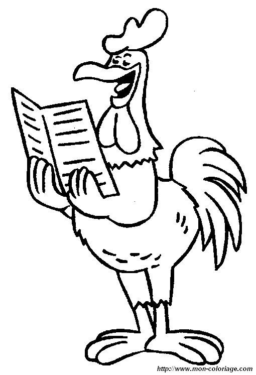 Раскраски Курица и петух раскраски петух, газета, для детей
