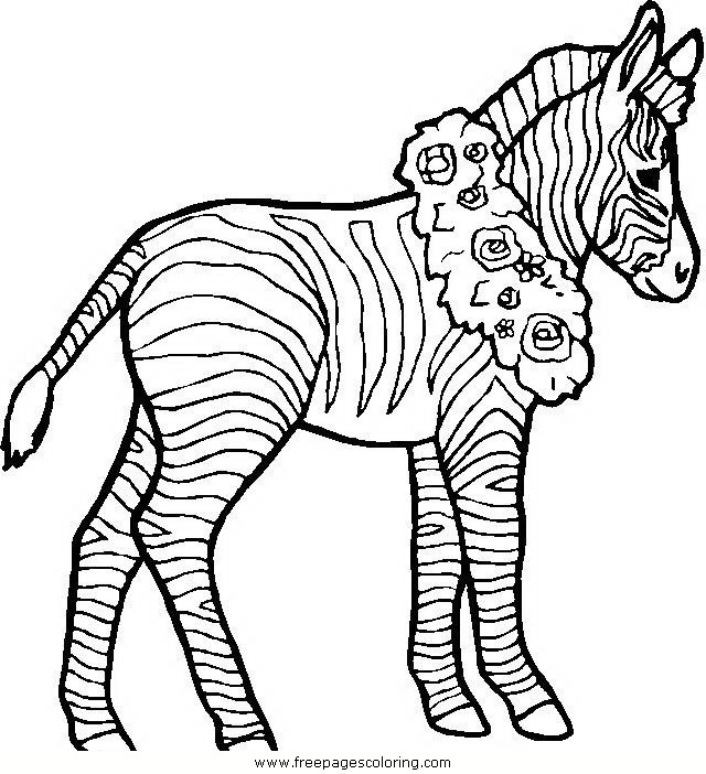 Розмальовки Зебра зебра з красивим вінком на шиї