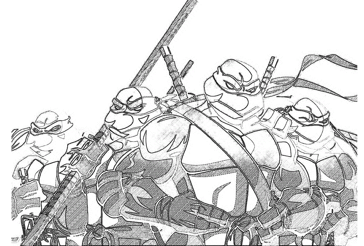 Розмальовки ніндзя черепашки ніндзя готові до бою